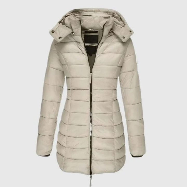 Manuela hooded quilted jacket in beige