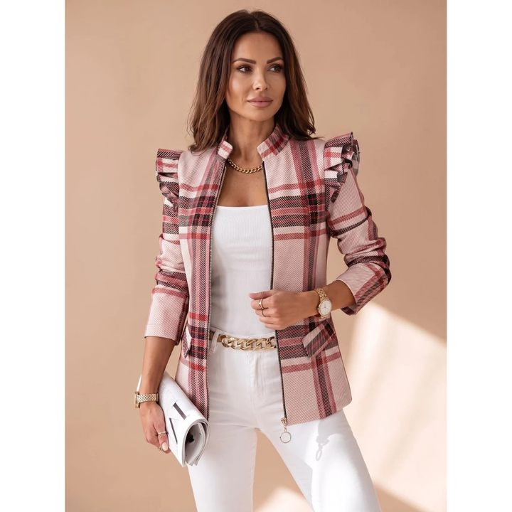 Mareike patterned blazer jacket in khaki