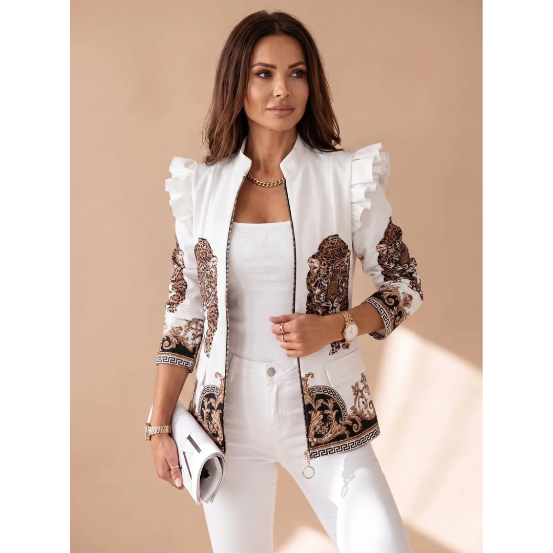Mareike patterned blazer jacket in dark pink