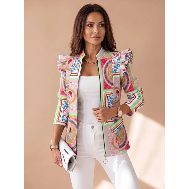 Mareike patterned blazer jacket in dark grey