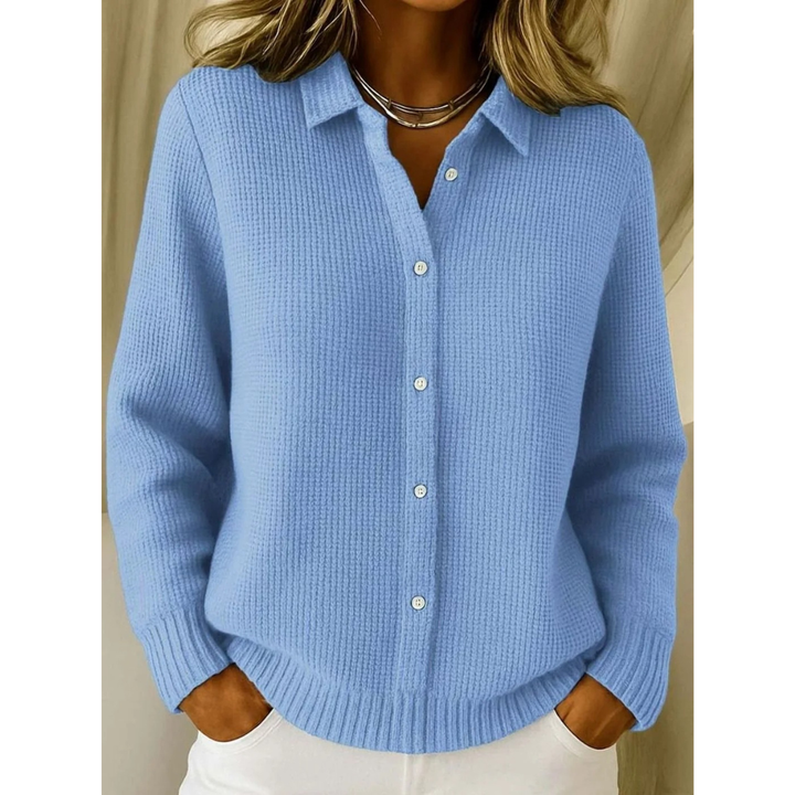 Marisa collared knit cardigan in blue