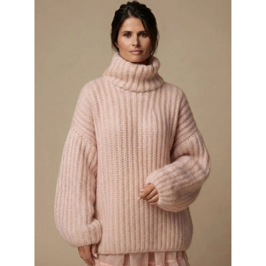 Mavie oversized roll neck jumper in pink