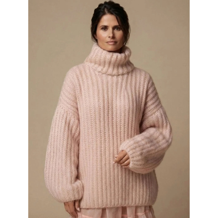 Mavie oversized roll neck jumper in pink