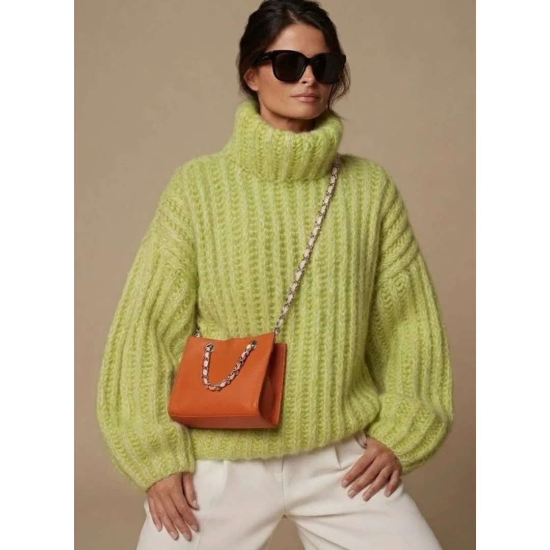 Mavie oversized roll neck jumper in yellow