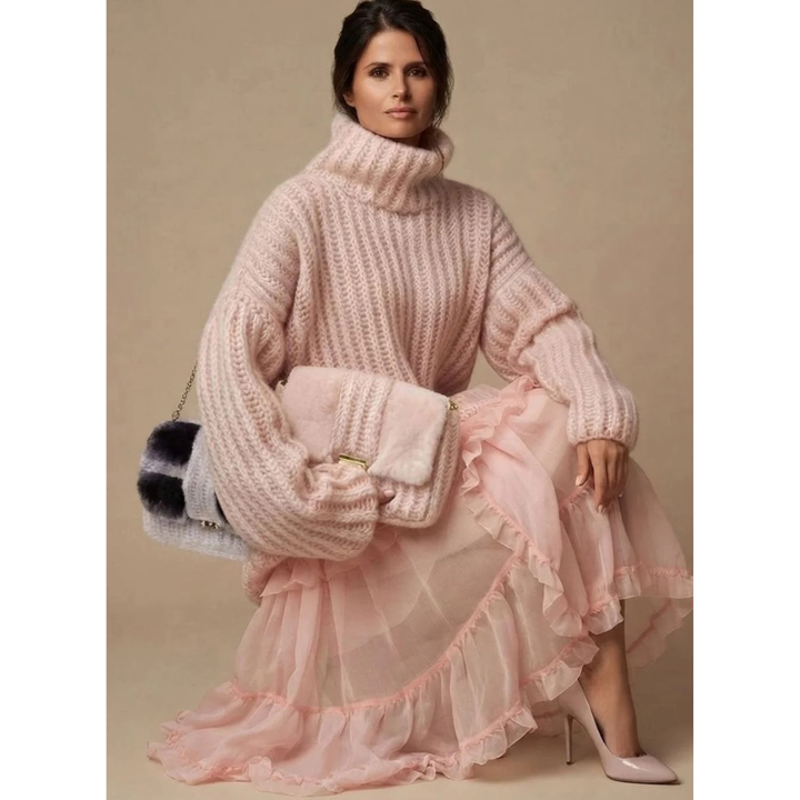 Mavie oversized roll neck jumper, front view