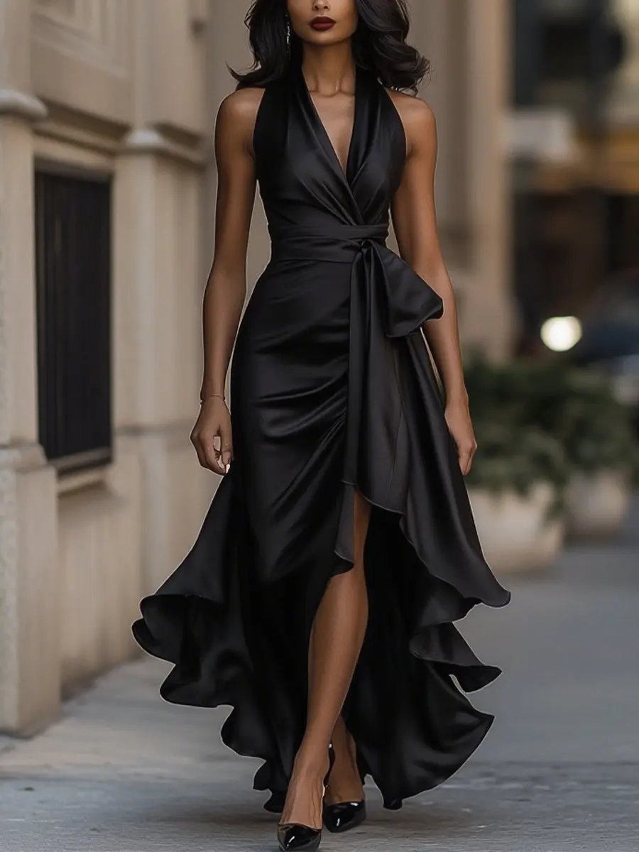 Gudrid wrap halter midi dress – image 10