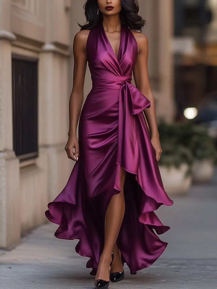 Gudrid wrap halter midi dress – image 11