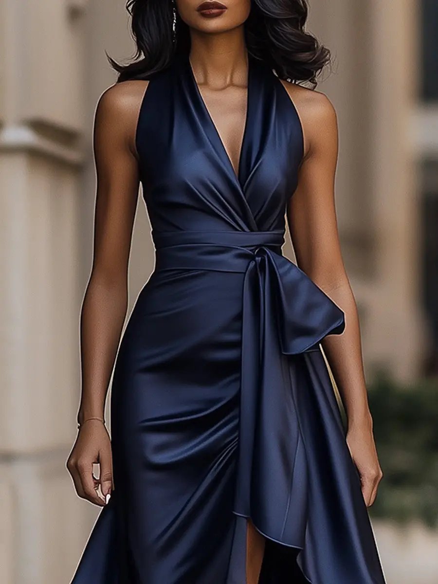 Gudrid wrap halter midi dress – image 3