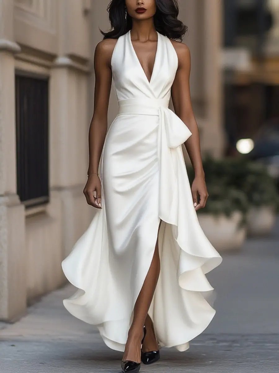 Gudrid wrap halter midi dress – image 7