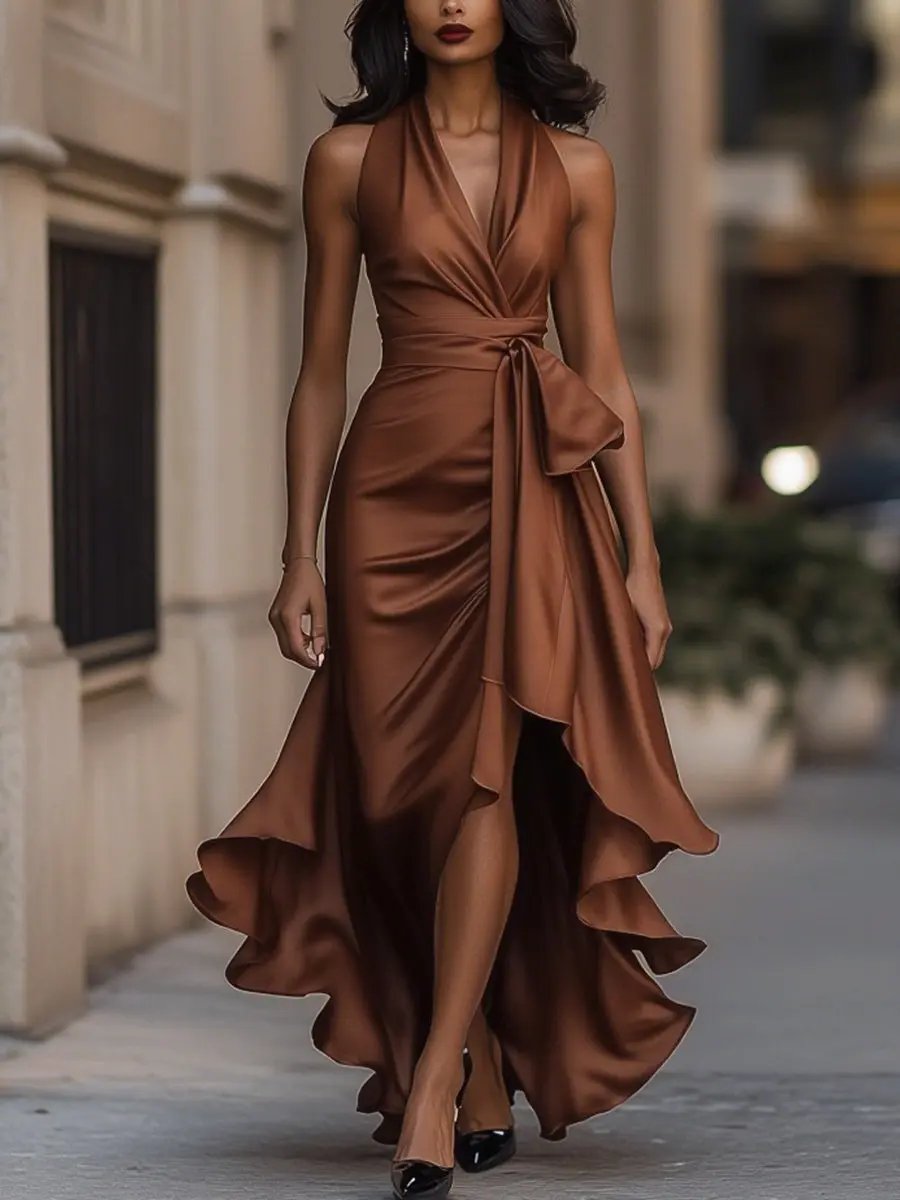 Gudrid wrap halter midi dress – image 9