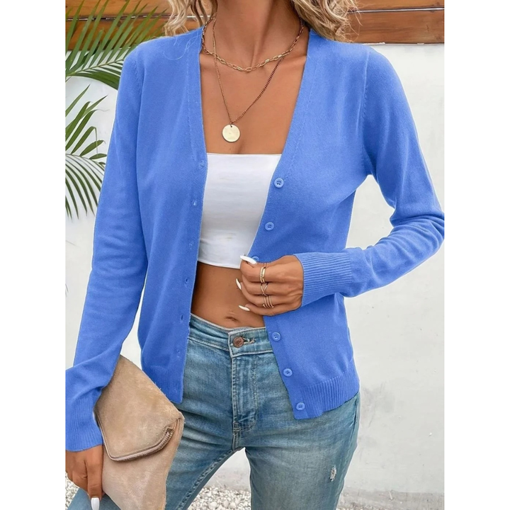 Melina V neck cardigan in yellow