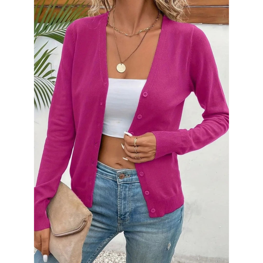 Melina V neck cardigan in red