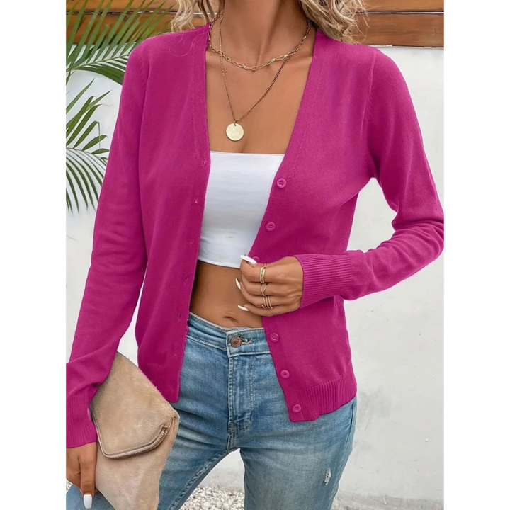 Melina V neck cardigan in red