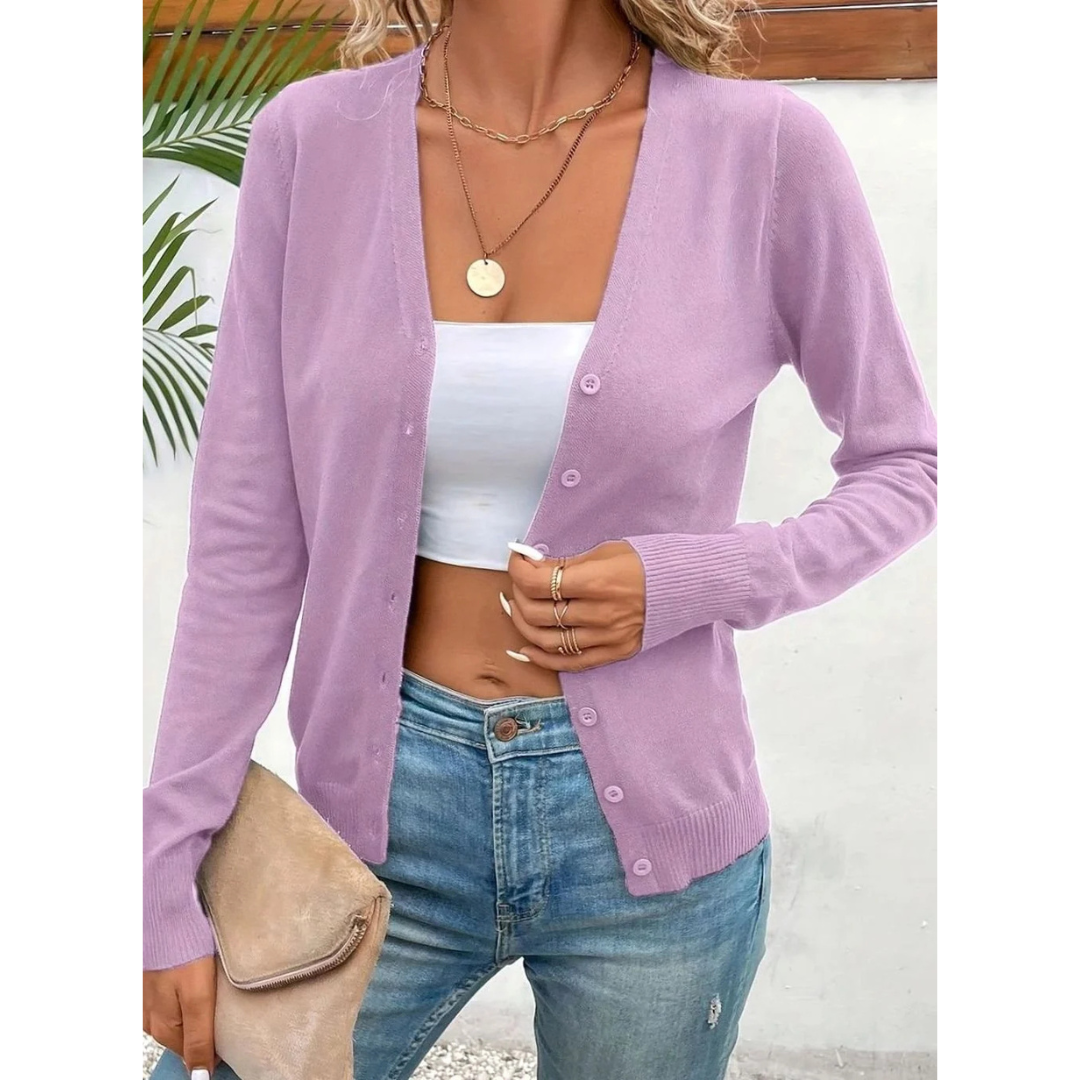 Melina V neck cardigan in white