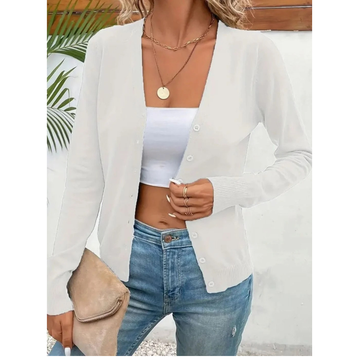 Melina V neck cardigan in black