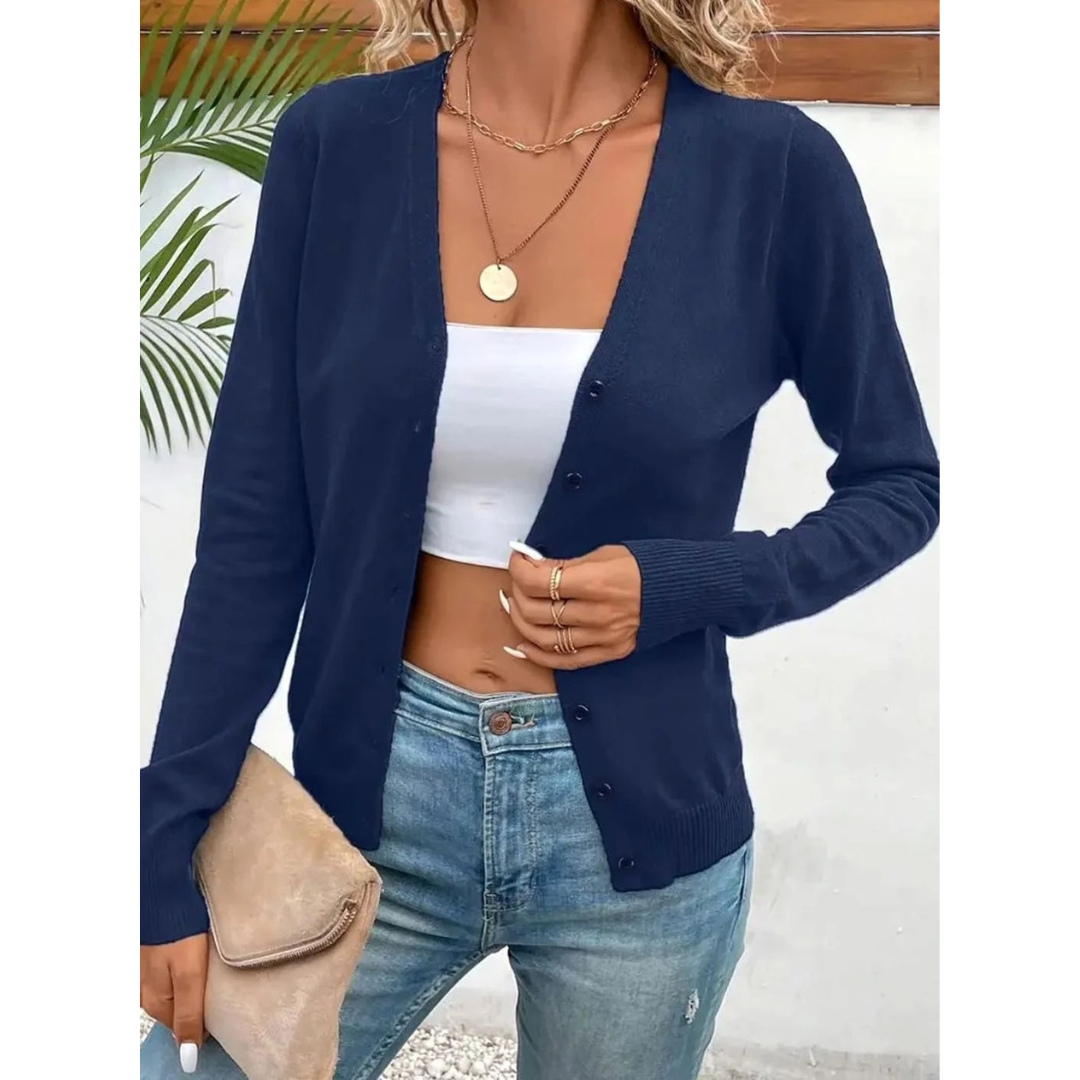 Melina V neck cardigan in light purple