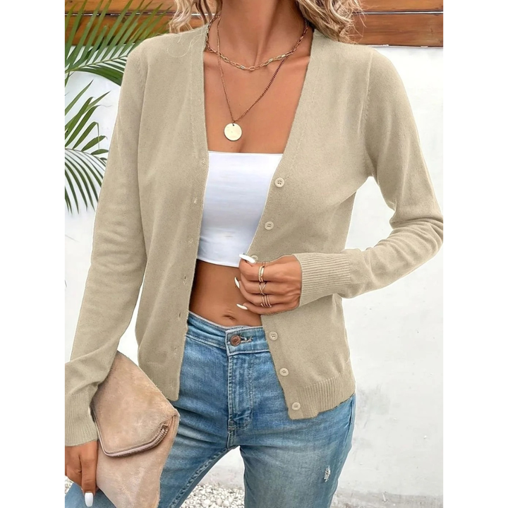 Melina V neck cardigan in rose