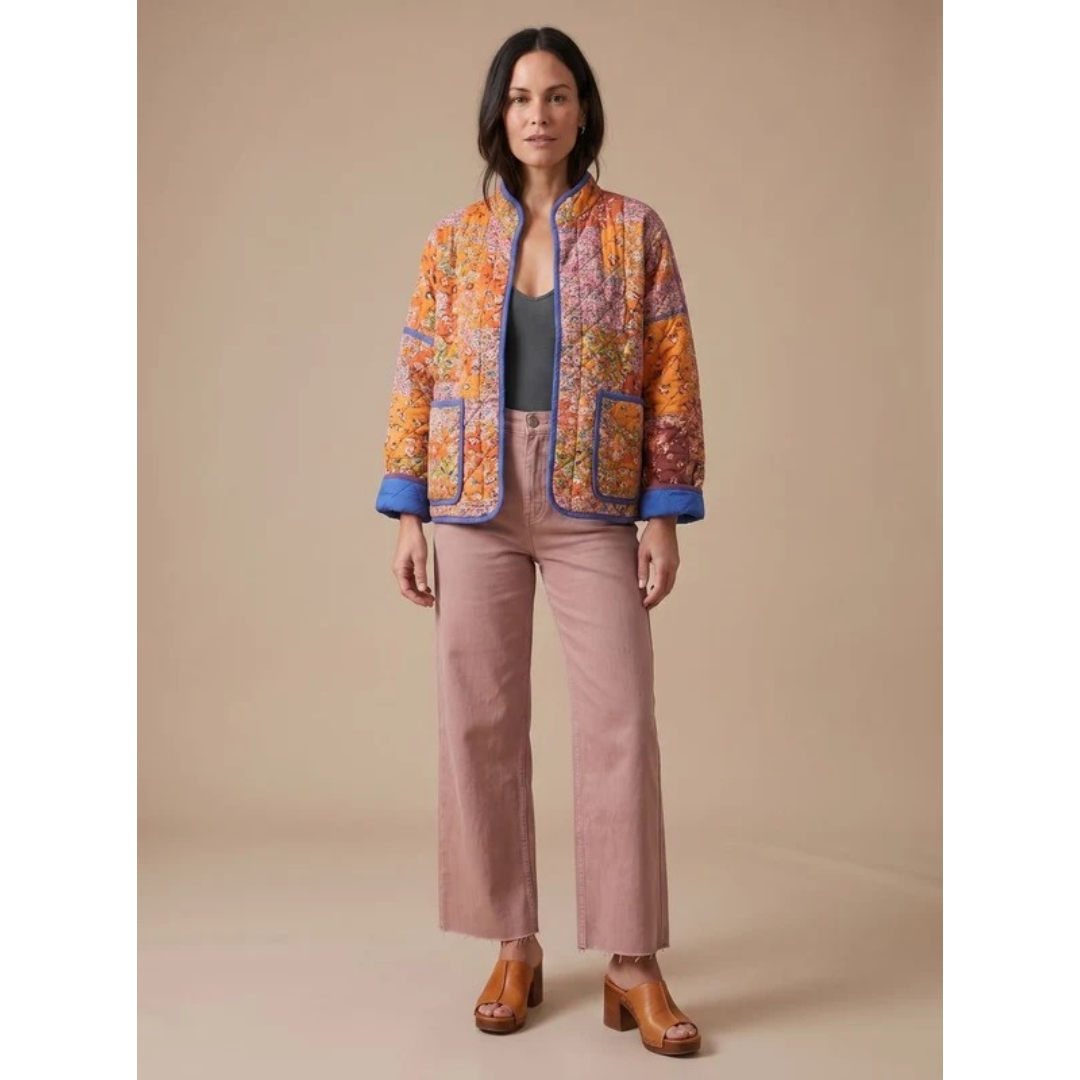 Narin quilted jacket with stand collar in orange