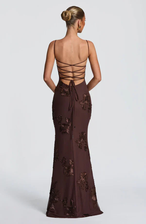 Florentine floral applique corset maxi gown – image 11