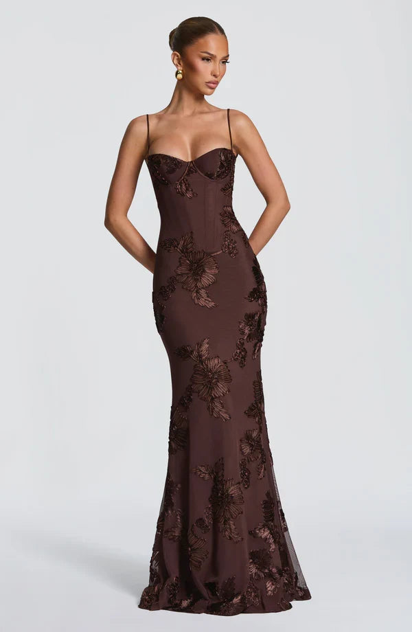Florentine floral applique corset maxi gown – image 12