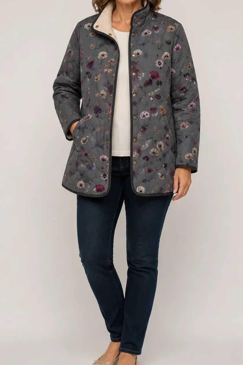 Yasmin Elegant Floral Print Quilted Puffer Jacket - image 18