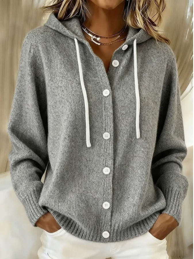 Susannah Elegant Ribbed Oversized Hooded Cardigan - image 6