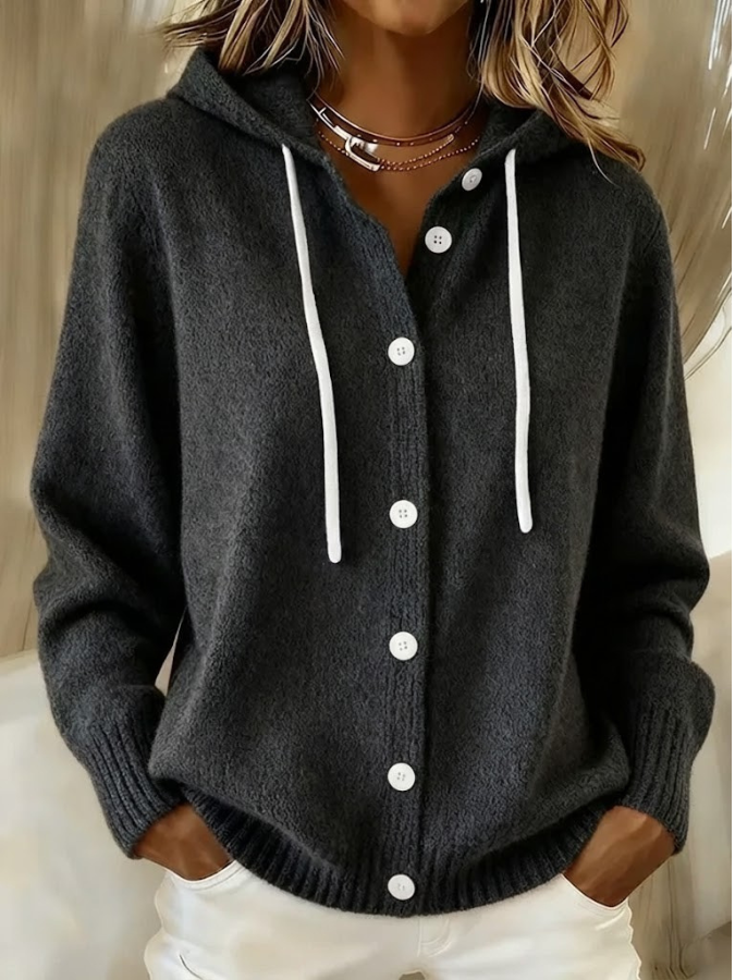 Susannah Elegant Ribbed Oversized Hooded Cardigan - image 7