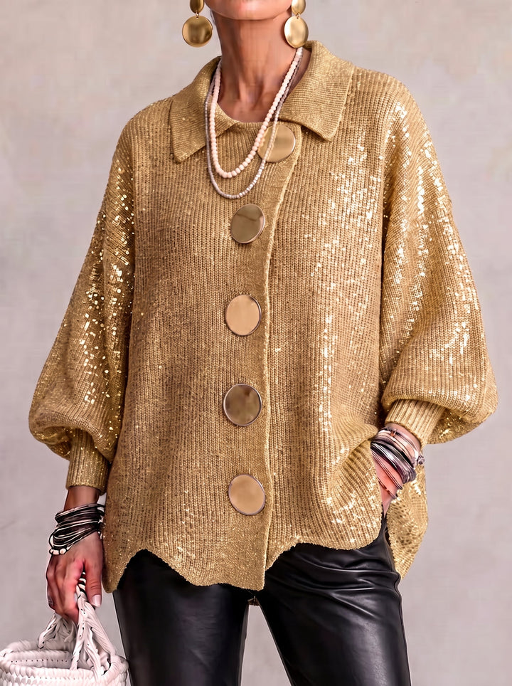 Brynhild oversized cardigan with gold buttons – image 5