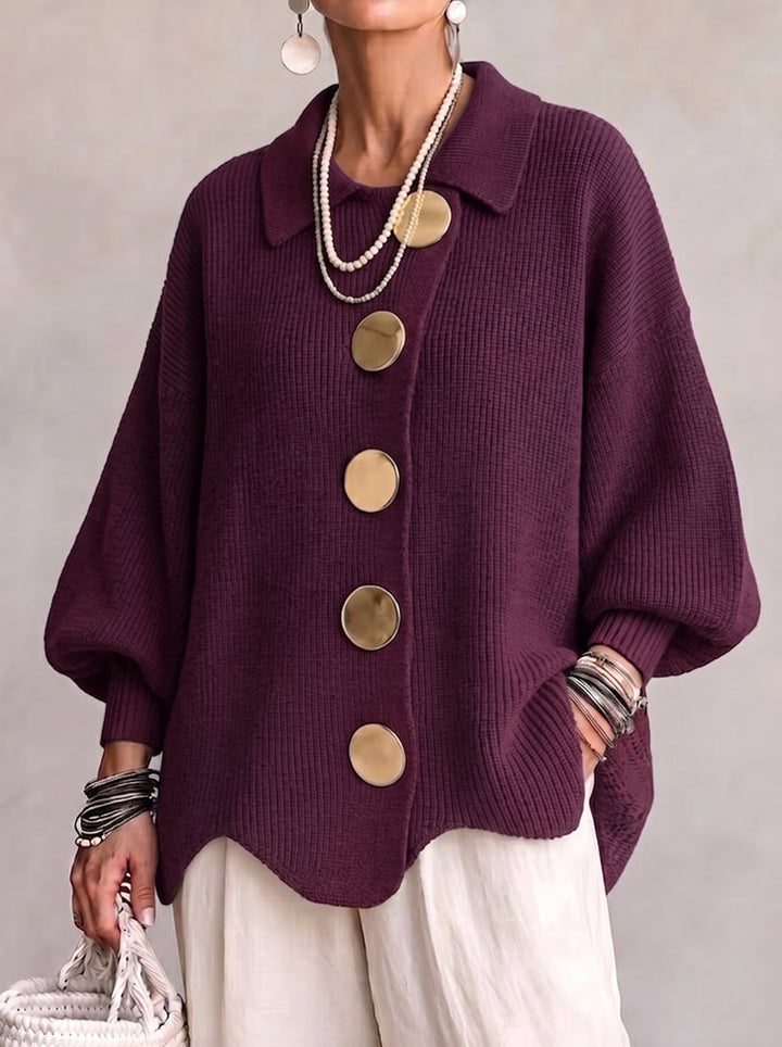 Brynhild oversized cardigan with gold buttons – image 3