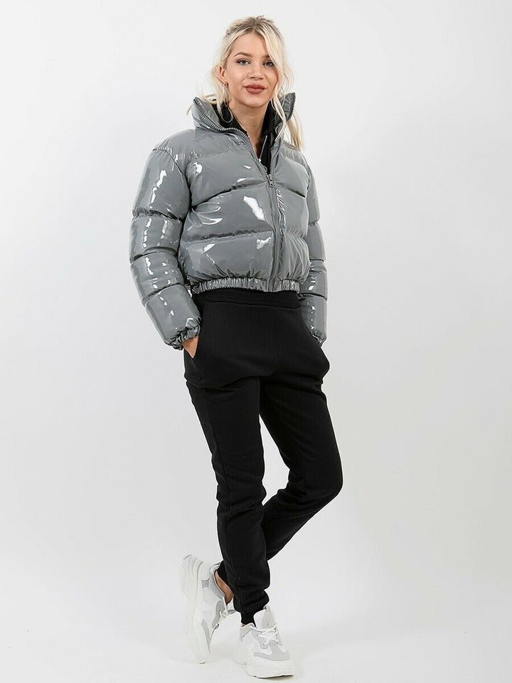 Saoirse Elegant Cropped Puffer Bomber Jacket - image 10