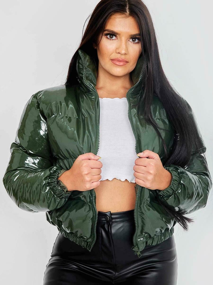 Saoirse Elegant Cropped Puffer Bomber Jacket - image 11