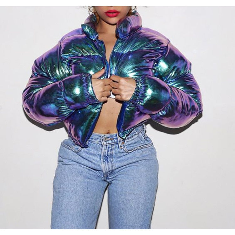 Saoirse Elegant Cropped Puffer Bomber Jacket - image 13