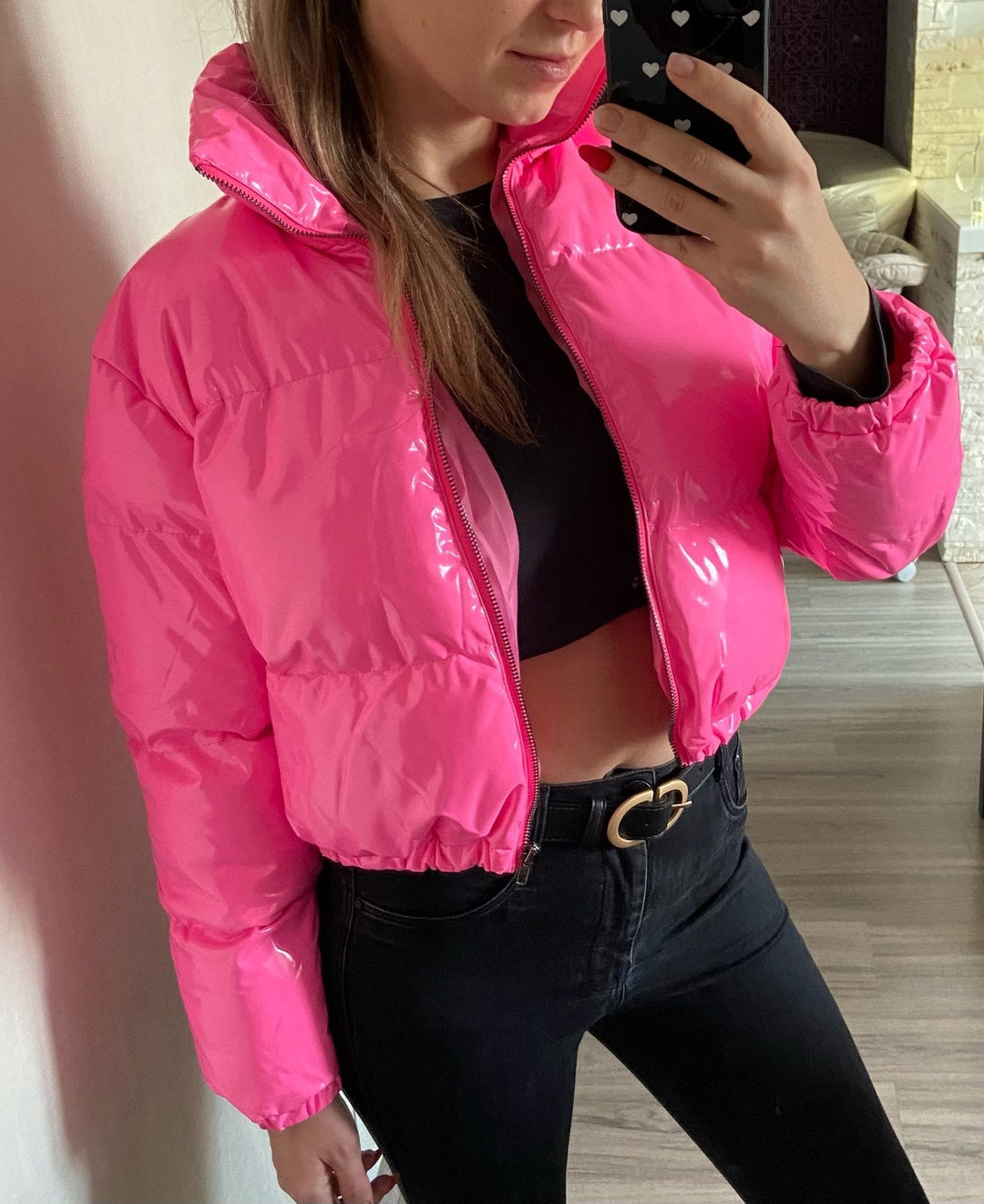 Saoirse Elegant Cropped Puffer Bomber Jacket - image 4