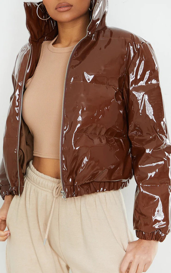 Saoirse Elegant Cropped Puffer Bomber Jacket - image 9