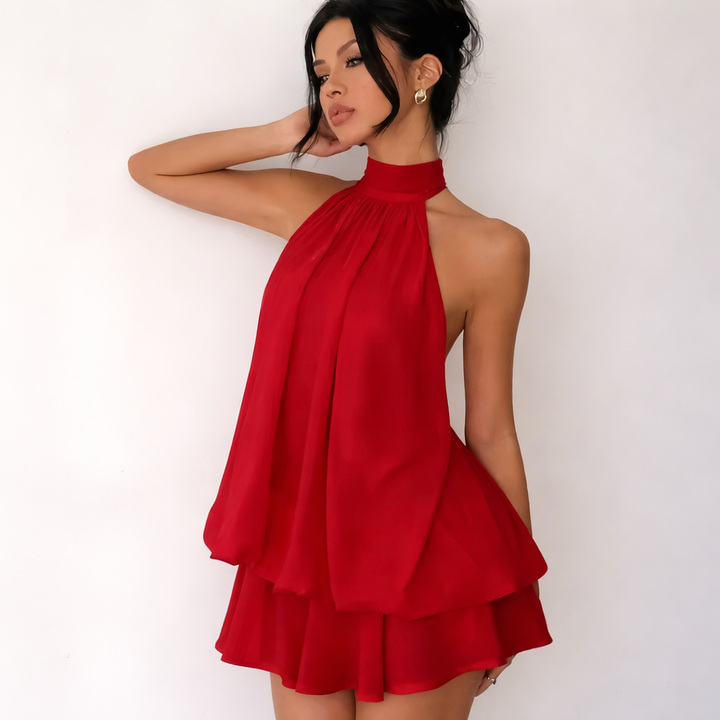 Alinta halter neck draped mini dress – image 5