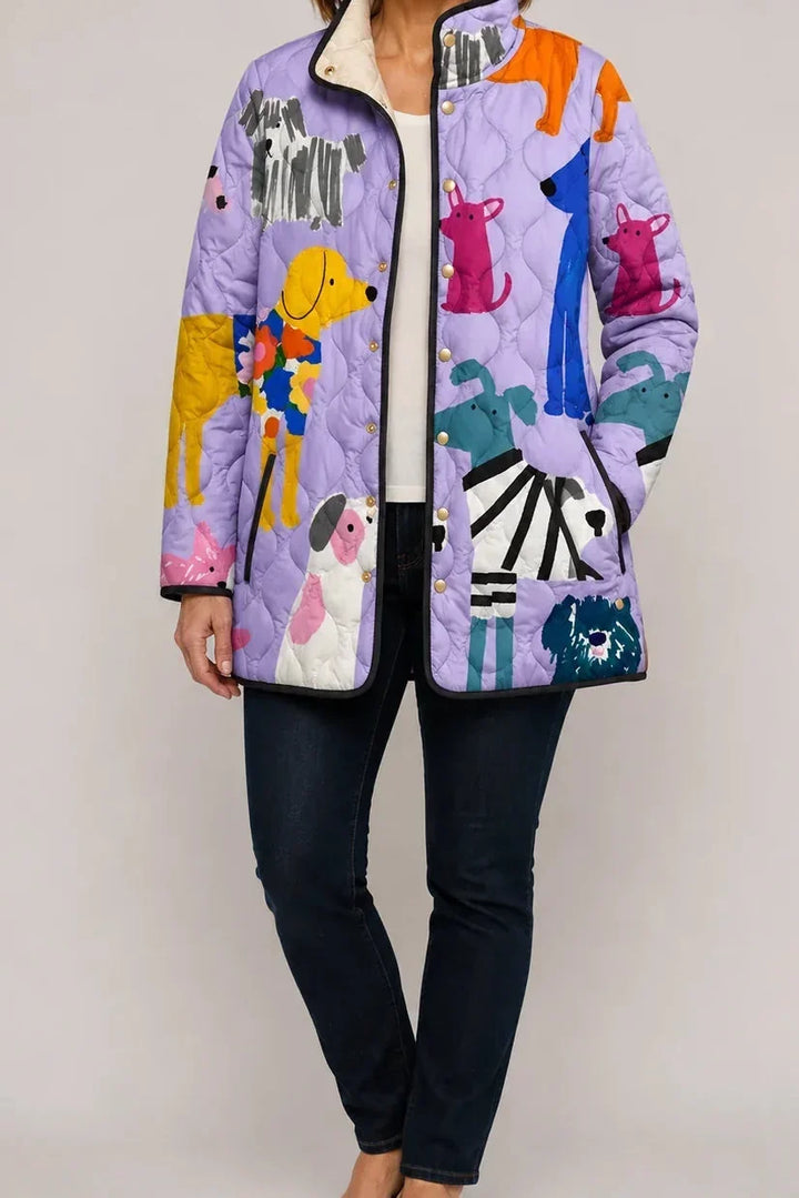 Yasmin Elegant Floral Print Quilted Puffer Jacket - image 19