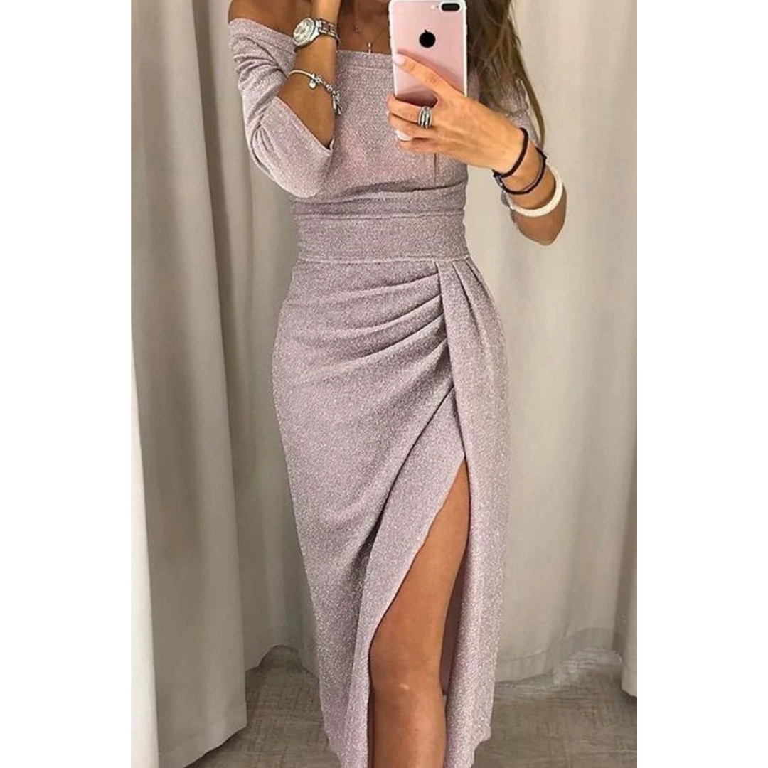 Silvana pleated sequin cocktail dress in pink