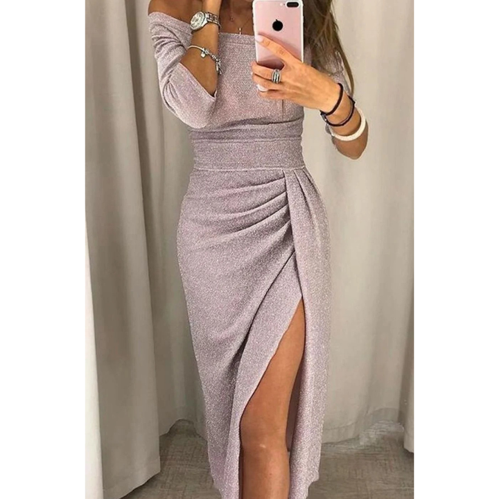 Silvana pleated sequin cocktail dress in pink