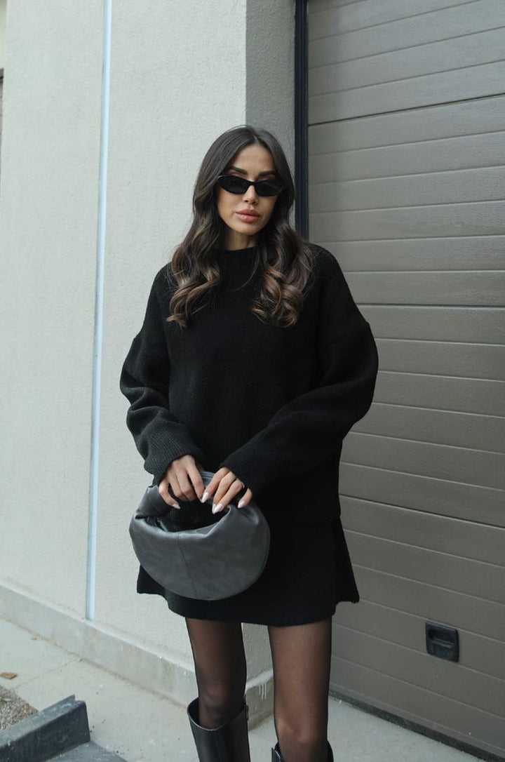 Hanna two piece knit jumper and skirt co-ord set, fabric detail