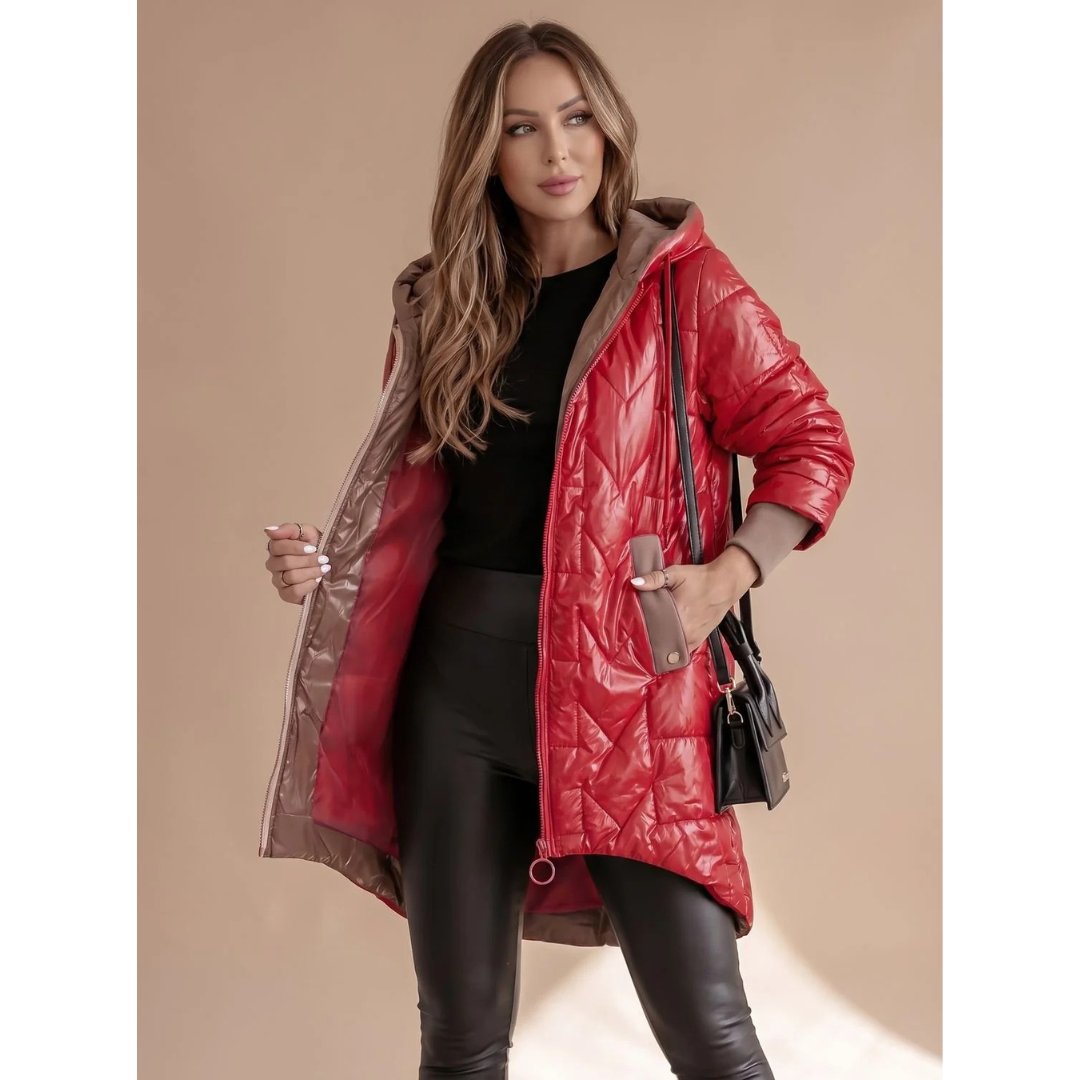 Solea hooded winter jacket in red
