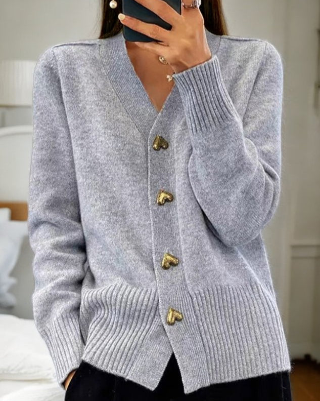 Lotte heart button knit cardigan – image 2