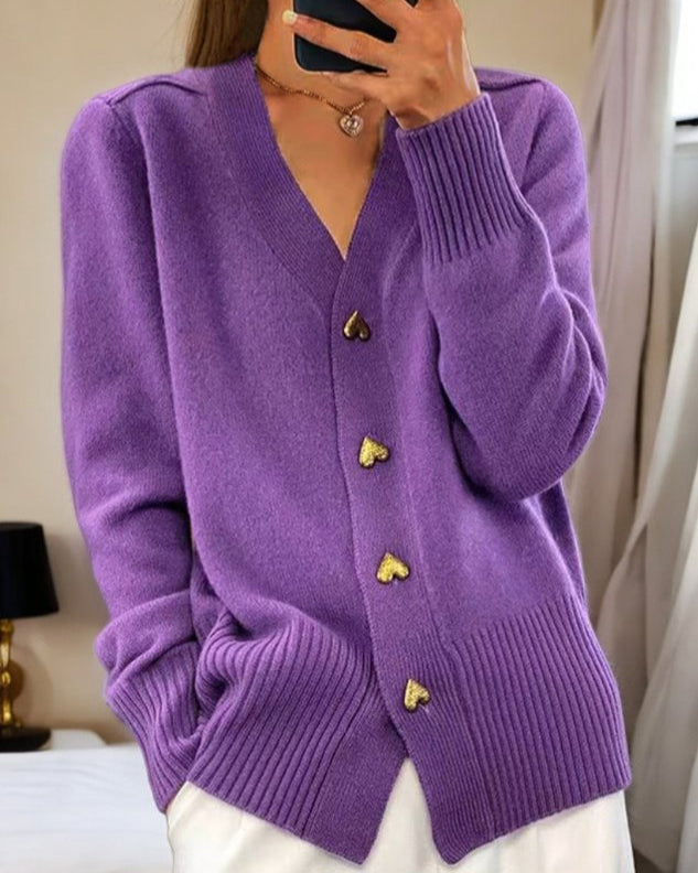 Lotte heart button knit cardigan – image 4