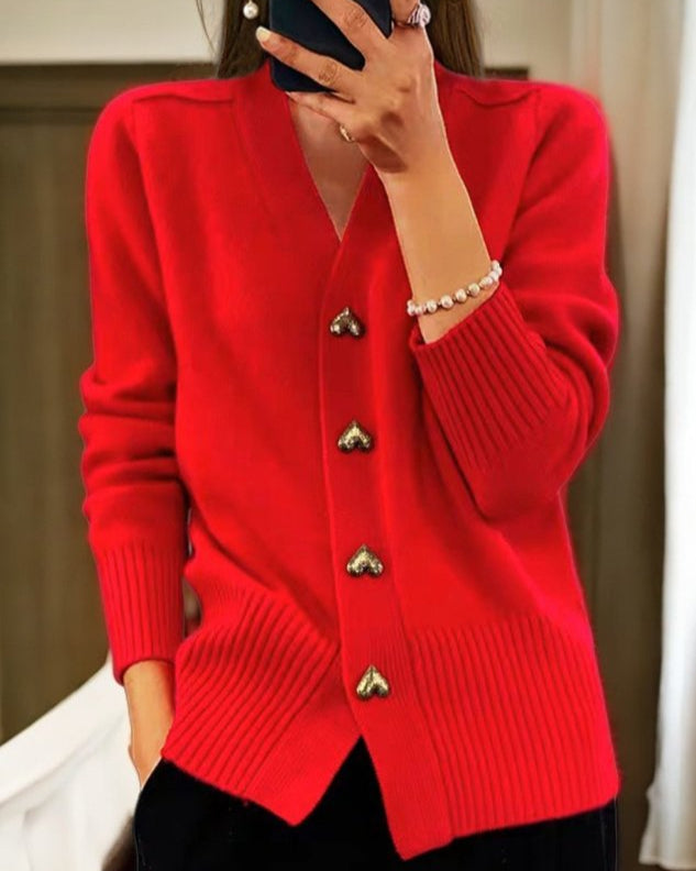 Lotte heart button knit cardigan – image 5