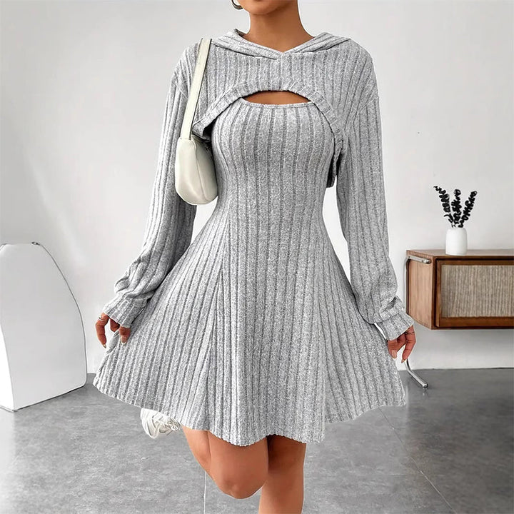 Svanhild hooded cutout knit mini dress – image 4