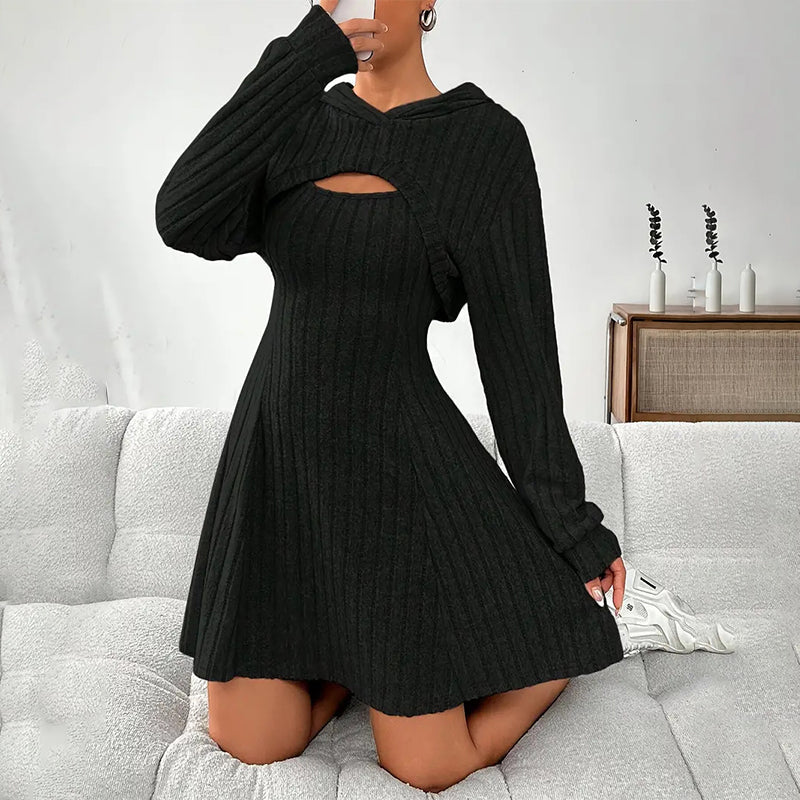 Svanhild hooded cutout knit mini dress – image 6