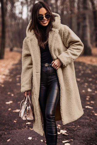 Bronwen Elegant Long Hooded Teddy Coat