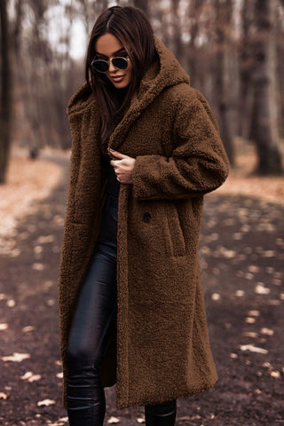 Bronwen Elegant Long Hooded Teddy Coat - image 3
