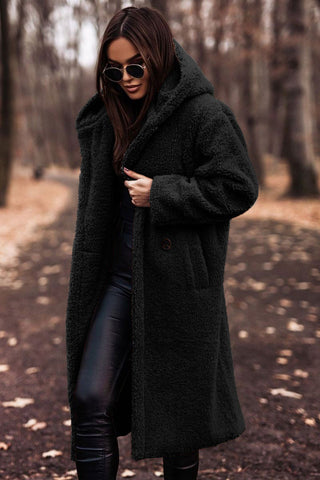 Bronwen Elegant Long Hooded Teddy Coat - image 6