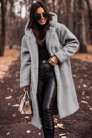 Bronwen Elegant Long Hooded Teddy Coat - image 8