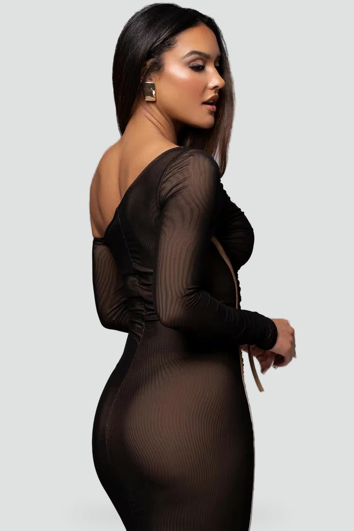 Leonora ruched bodycon midi dress, fabric detail